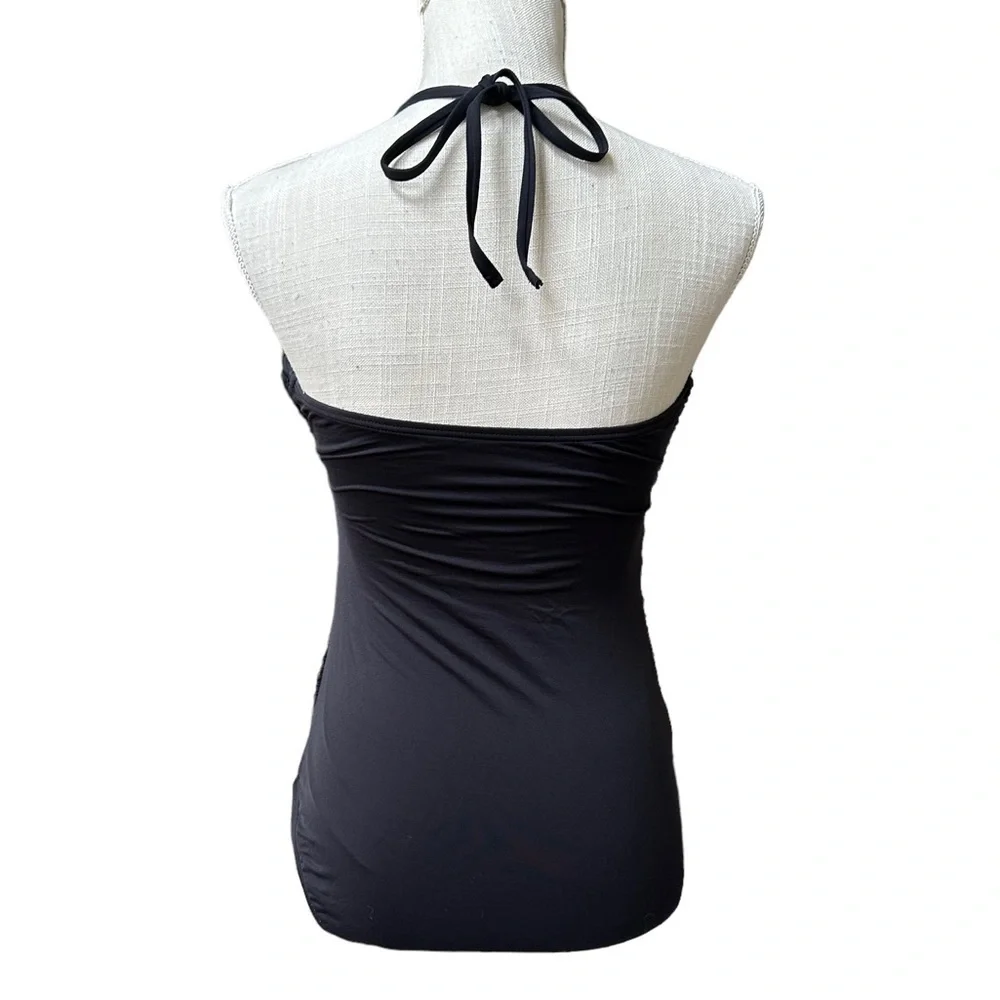 Michael Kors‎ Michael Halter Logo Ring One Piece Swimsuit in Black Size: 10